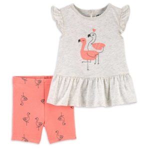 NWT Carter Baby Girl Flemingo Outfit